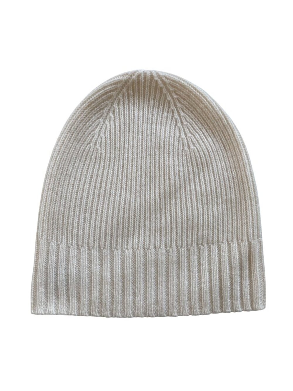 Nordstrom 100% Cashmere Ribbed Knit Beanie Hat Cream Colored